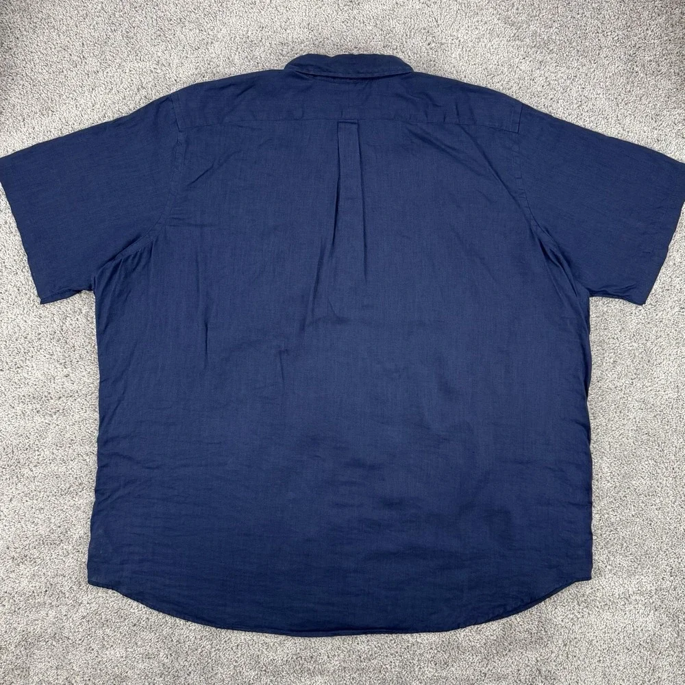 Polo Ralph Lauren 100% Linen Shirt Men's 4XLT Navy Short Sleeve Button Down